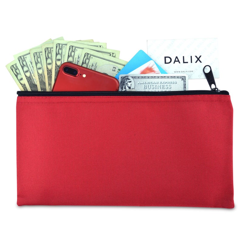 DALIX Bank Bags Money Pouch Secur Deposit Utility Zipper Coin Bag Red 2 Pack - Image 5